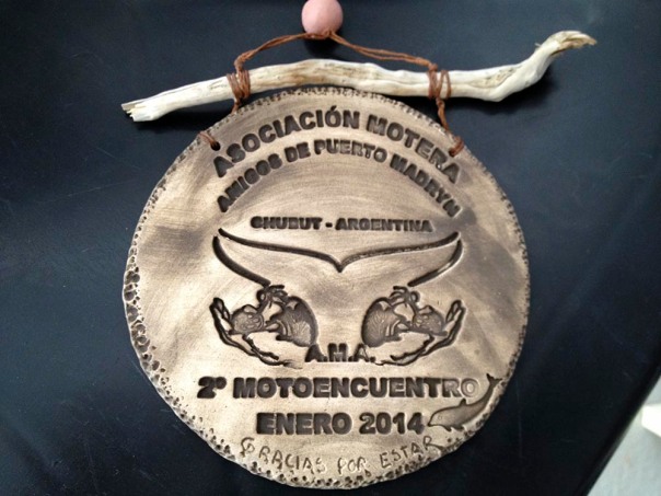 Our commemorative plaque making us honorary members of an Argentinian bikers' club.