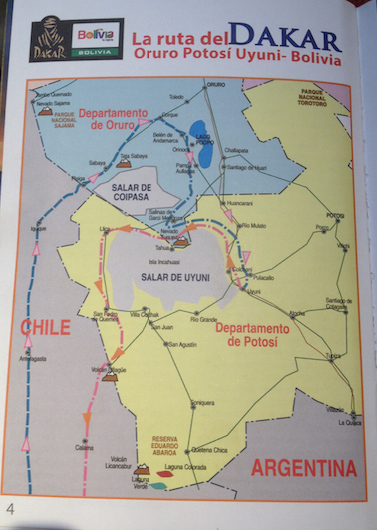 The Dakar route in and around Bolivia