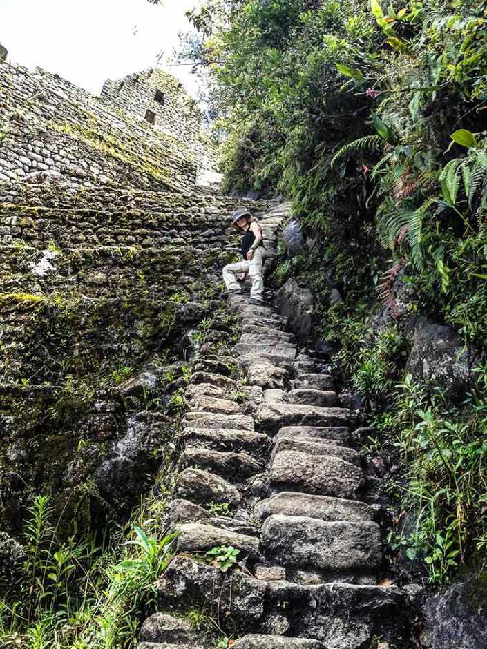Climbing up Wayna Picchu