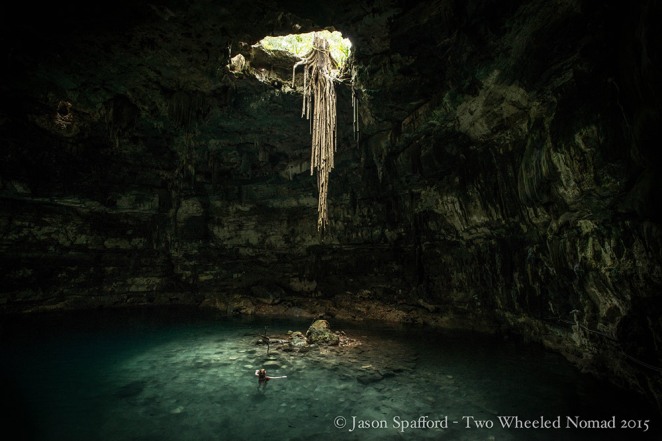 Stunning light shines down into the cenote